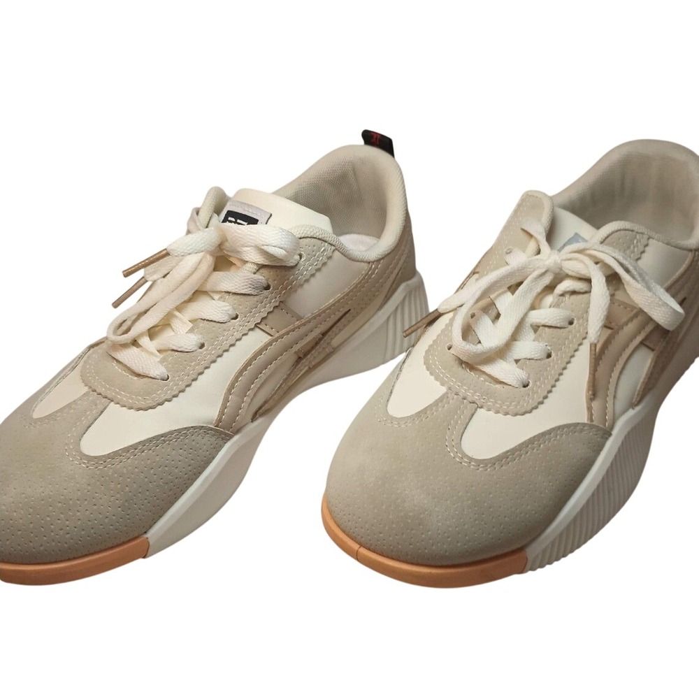 De Florance Womens Sneakers Cream Beige Low Top Italian Design Size 7 Preppy